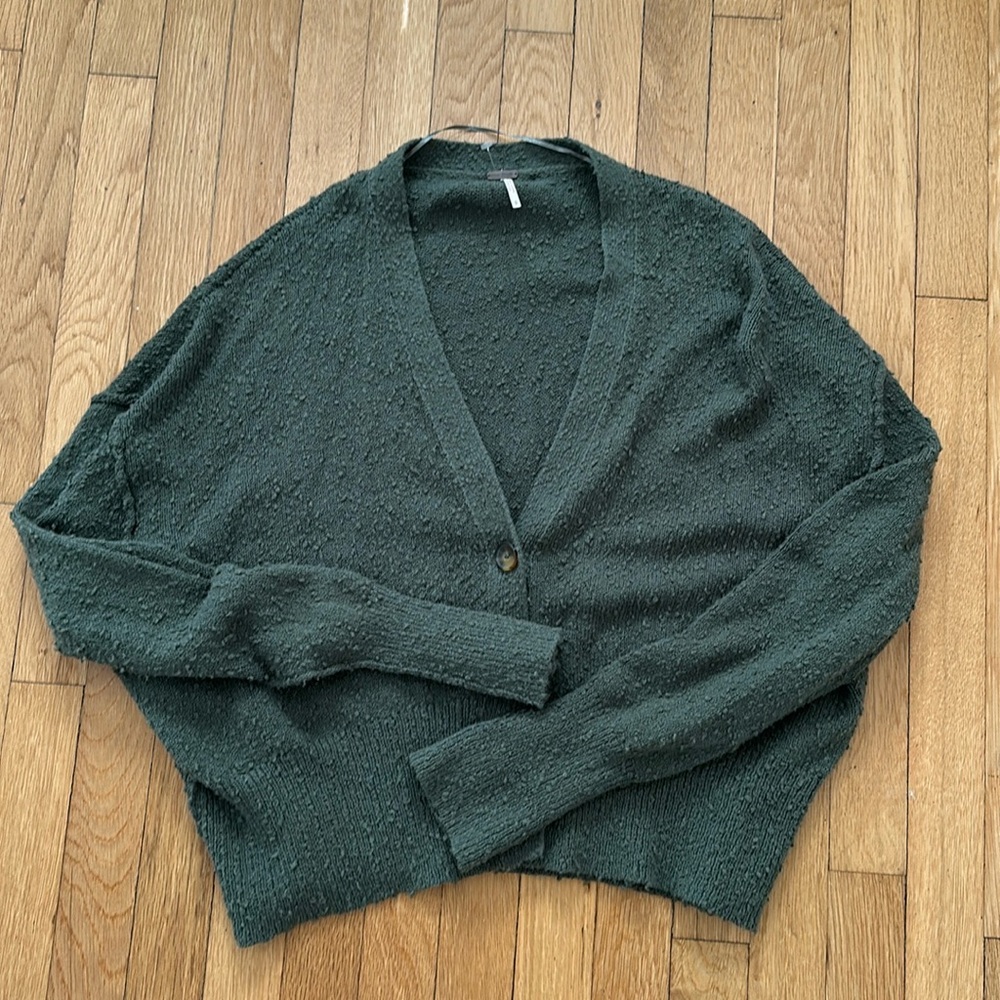 Free People Found My Friend Cardi Forest Pine Green Small
